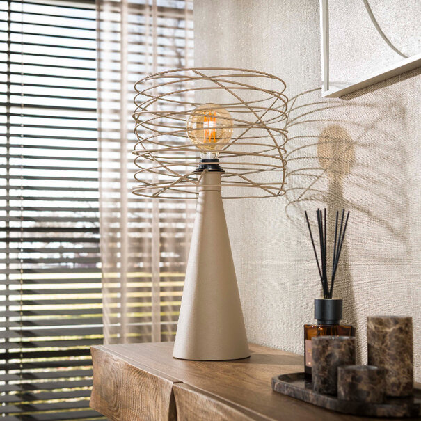 BelaLuz Modern industriële tafellamp Swirl 1-lichts Beige