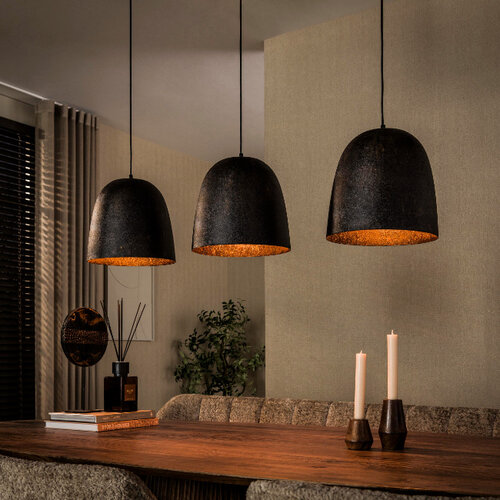 Industriële hanglamp Fume 3-lichts Smoked brown