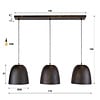 BelaLuz Industriële hanglamp Fume 3-lichts Smoked brown