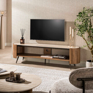 TV-meubel Romano 3D keramiek travertin 180 cm