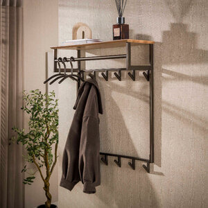 BelaLuz Modern industriële kapstok Peru 12 haken Drift brown