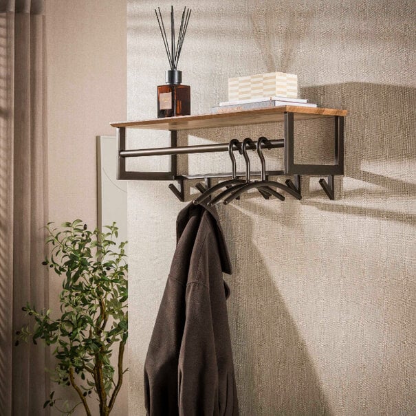 BelaLuz Modern industriële kapstok Peru 6 haken Drift brown