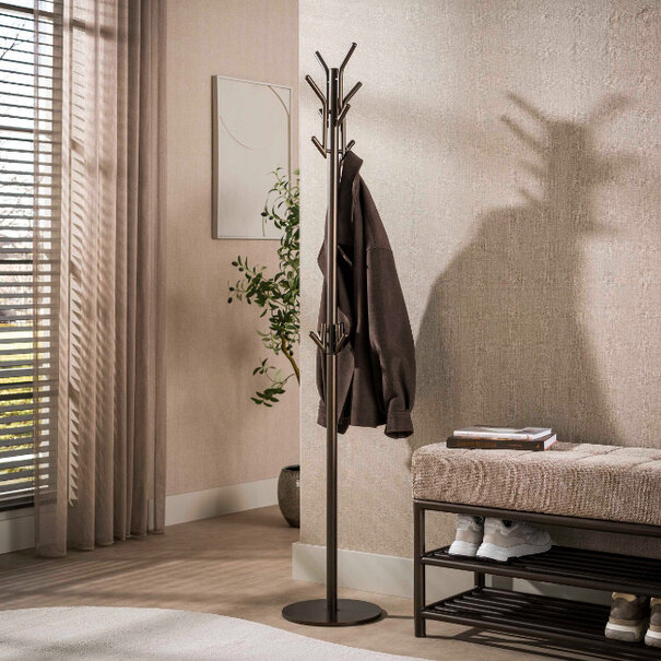 BelaLuz Modern industriële staande kapstok Lema Drift brown