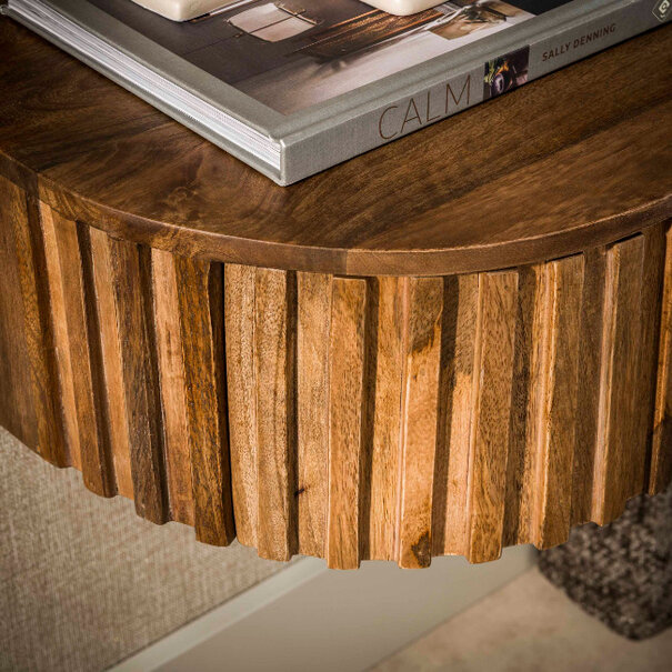 BelaLuz Landelijk nachtkastje Changu 1-lade massief zandkleurig mangohout