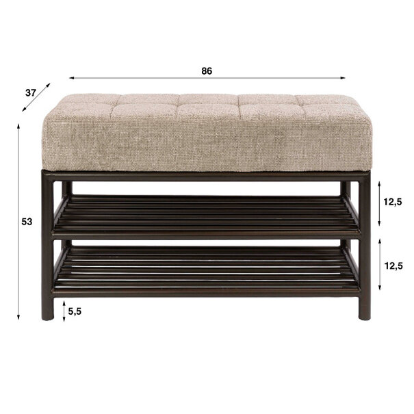 BelaLuz Modern hotel chique schoenenbank Lema 85 cm Drift brown