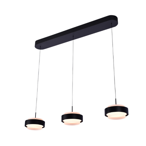 Moderne hanglamp Puleggia 3-lichts Balk zwart