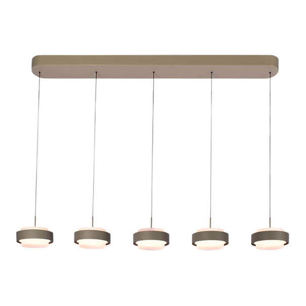 Freelight Moderne hanglamp Puleggia 5-lichts balk olijfgroen