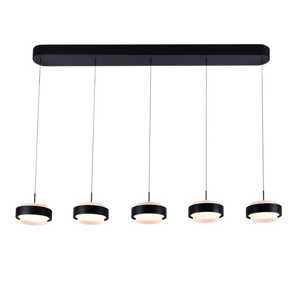 Freelight Moderne hanglamp Puleggia 5-lichts balk zwart
