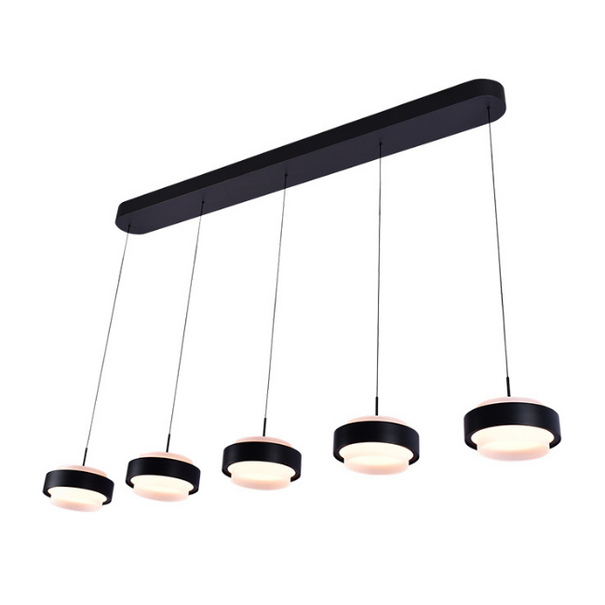 Freelight Moderne hanglamp Puleggia 5-lichts balk zwart
