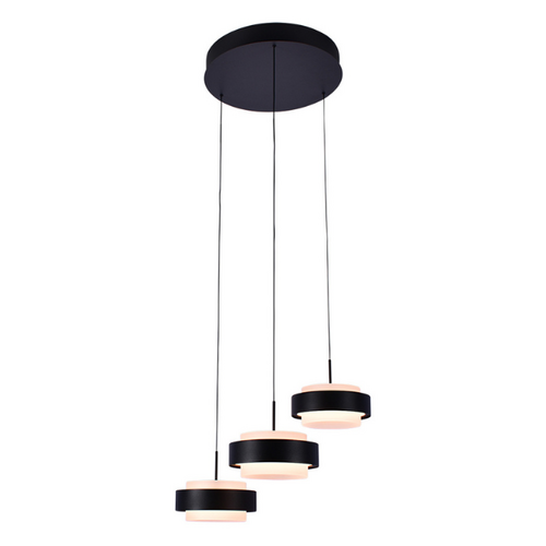 Moderne hanglamp Puleggia 3-lichts rond zwart