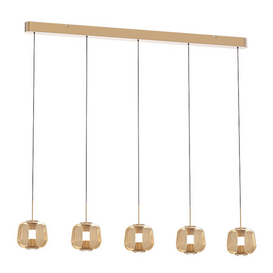 Hanglamp Rosa 5-lichts Balk Rosé-Goud