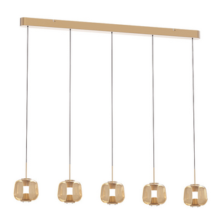Hanglamp Rosa 5-lichts Balk Rosé-Goud