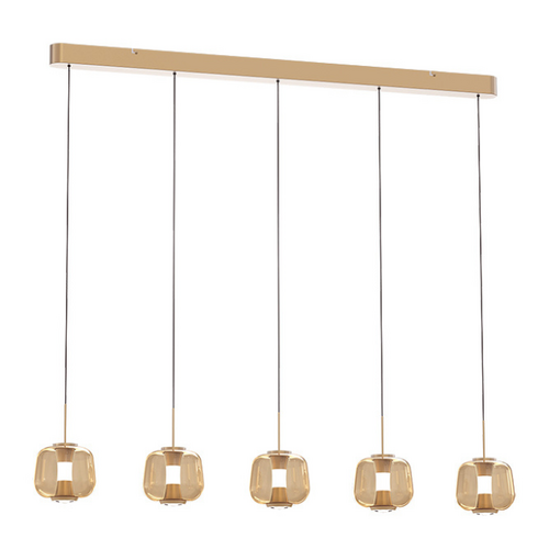 Hotel chique hanglamp Rosa 5-lichts balk Rosé-Goud