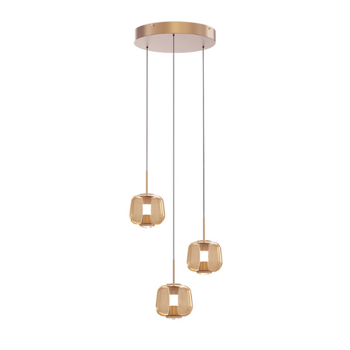 Hotel chique hanglamp Rosa 3-lichts getrapt rosé-goud