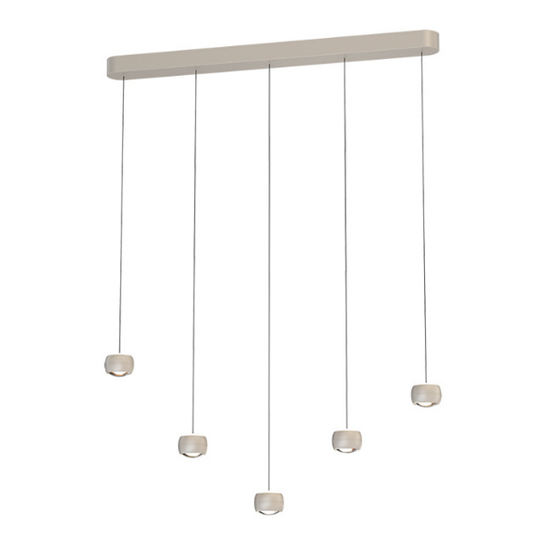 Freelight Moderne hanglamp Cosmo 5-lichts op balk crème