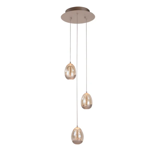 Modern design hanglamp Champagne Egg 3-lichts getrapt