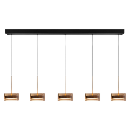 Moderne hanglamp Enzo 5-lichts op balk brons