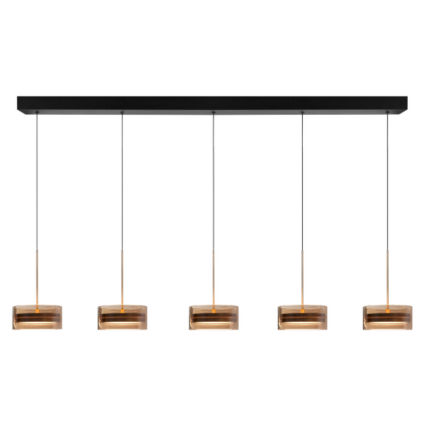 Highlight Moderne hanglamp Enzo 5-lichts op balk brons