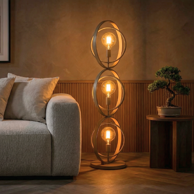 Vloerlamp Ozon 3-lichts beige