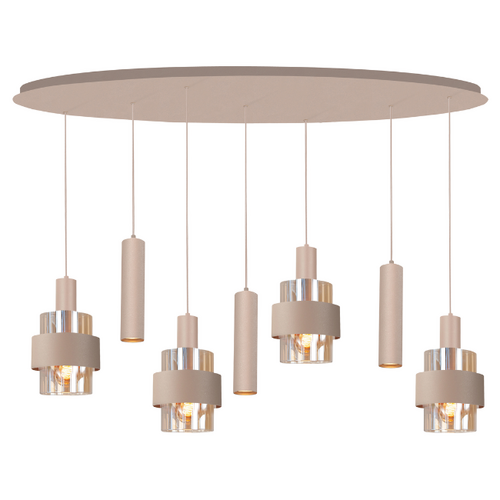 Moderne hanglamp Marrone 7-lichts zand ovaal