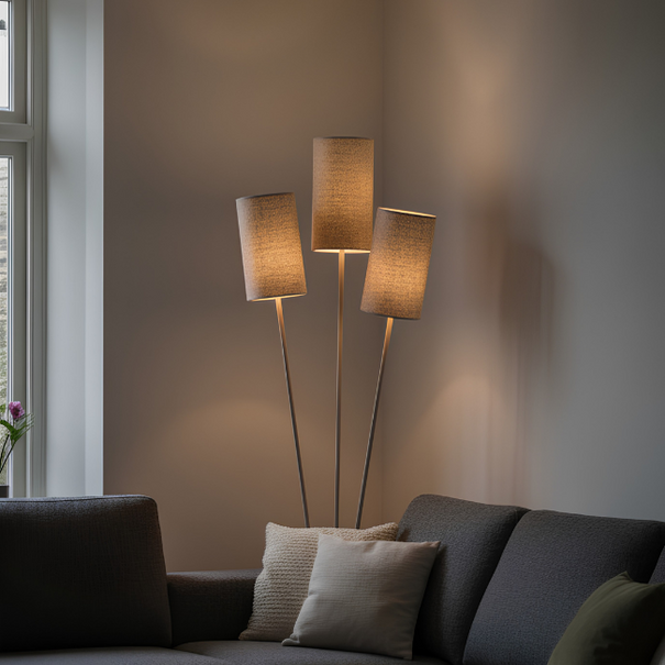 ETH Japandi vloerlamp Zizal 3-lichts zandkleurig