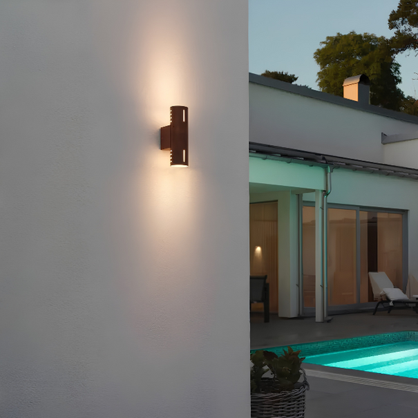 Konstsmide Modern industriële wandlamp Cuneo 1-lichts roestbruin IP54