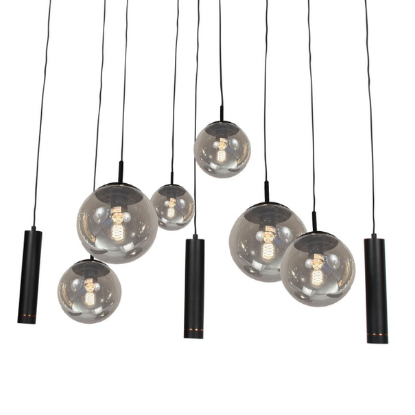 Steinhauer Moderne hanglamp Bollique 9-lichts ovaal smoke