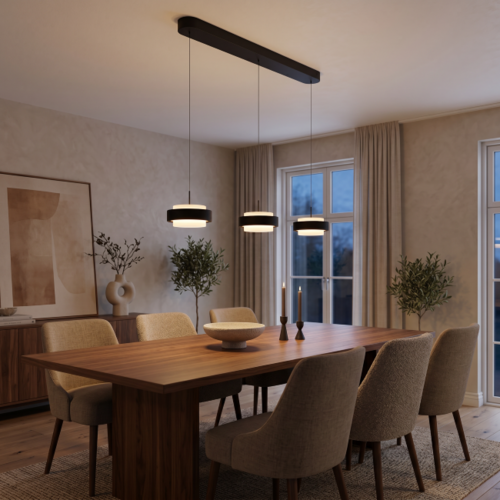 Moderne hanglamp Puleggia 3-lichts Balk zwart