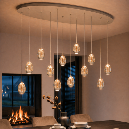 Modern design hanglamp Champagne Egg 12-lichts ovaal