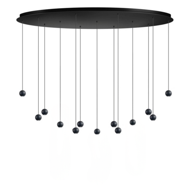 ETH Moderne Design hanglamp Grace 13-lichts ovaal zwart