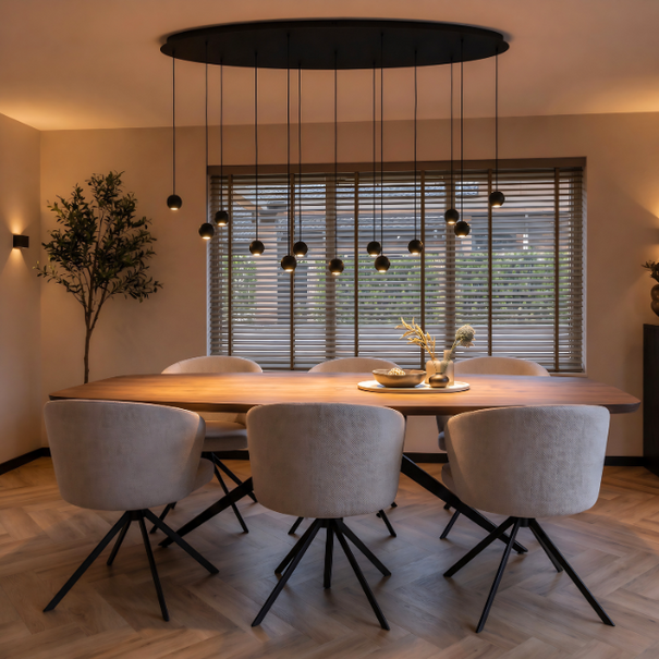 ETH Moderne Design hanglamp Grace 13-lichts ovaal zwart