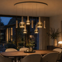 Moderne Scandinavische hanglamp Locarno 8-lichts ovaal zand