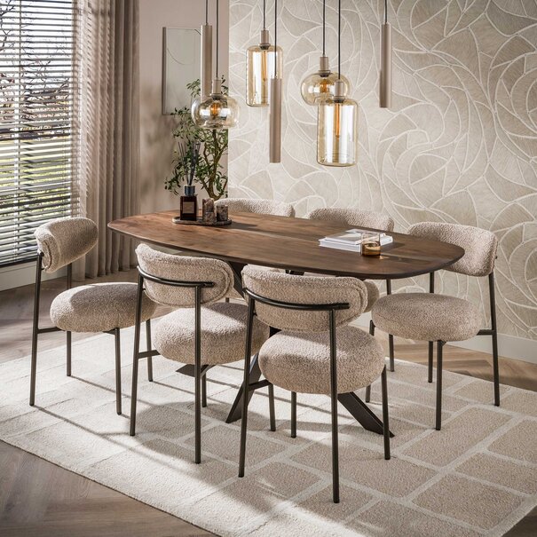BelaLuz Modern landelijke eetkamertafel Arthur deens ovaal drift brown 180 cm