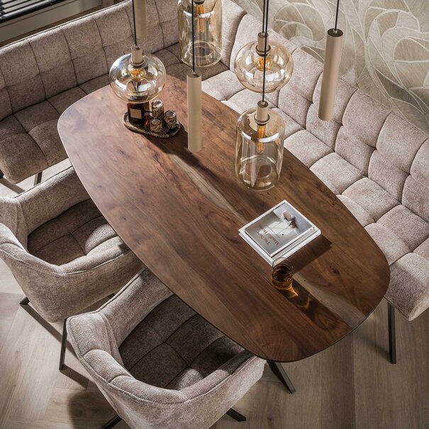 BelaLuz Modern landelijke eetkamertafel Arthur deens ovaal drift brown 180 cm