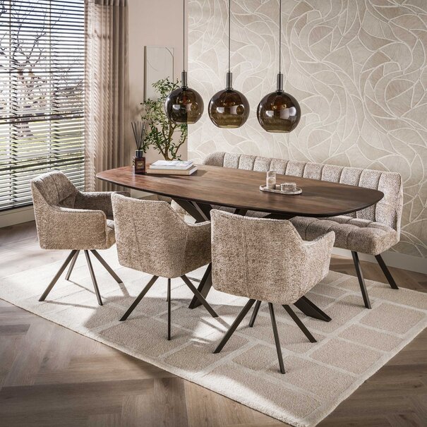 BelaLuz Modern landelijke eetkamertafel Arthur deens ovaal drift brown 215 cm