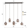 BelaLuz Retro hanglamp Ventura 5-lichts sienna brown frosted