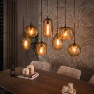 Hanglamp Rondo 7-lichts smoke bruin glas