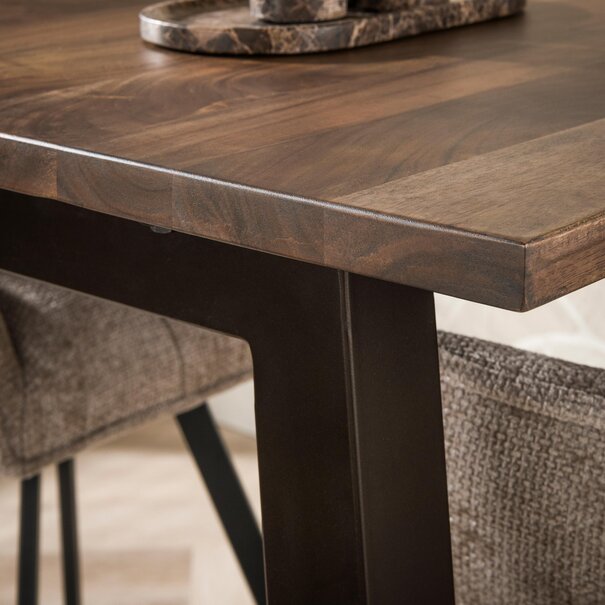 BelaLuz Modern industriële bartafel Kian Massief acacia bruin 147 cm