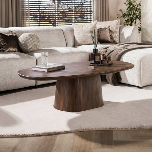 Modern landelijke salontafel Mae massief acaciahout bruin 135 cm
