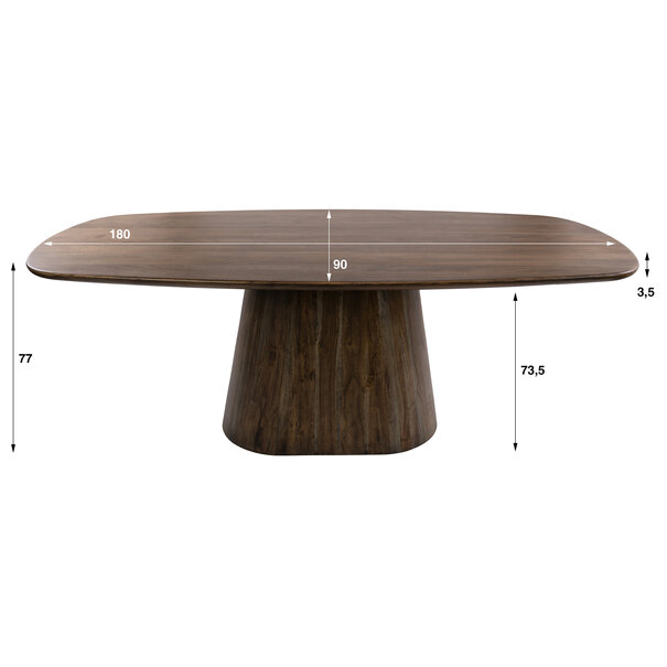 BelaLuz Modern landelijke eetkamertafel Mae massief acacia bruin  Deens ovaal 180 cm