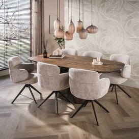 Eettafel Mae Massief acacia bruin Deens ovaal 215 cm
