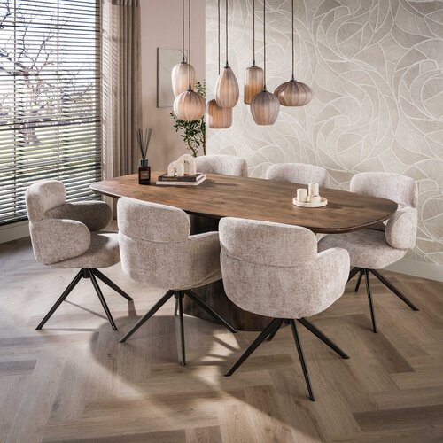 Modern landelijke eettafel Mae Massief acacia bruin Deens ovaal 215 cm