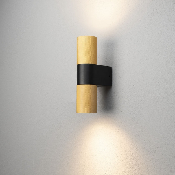 Konstsmide Hotel chique buiten wandlamp Temi 2-lichts zwart goud