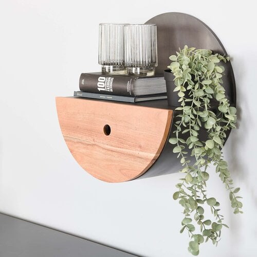 Landelijke wandplank Ufo met lade Ø40 cm