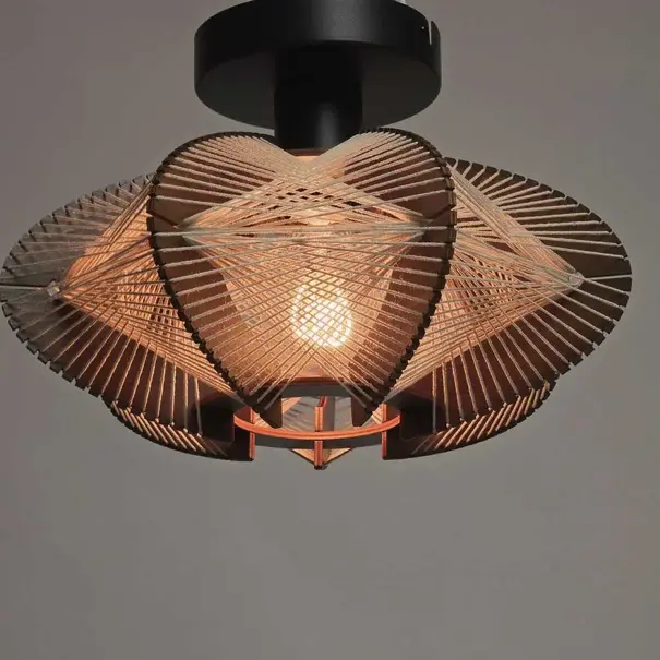 ETH Japandi plafondlamp Jessica 1-lichts walnut Ø30 cm