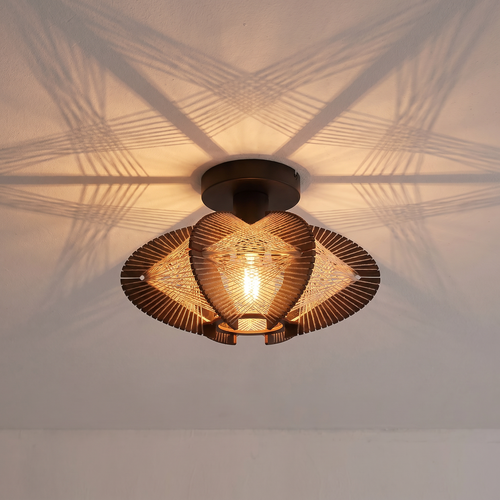 Japandi plafondlamp Jessica 1-lichts walnut Ø30 cm