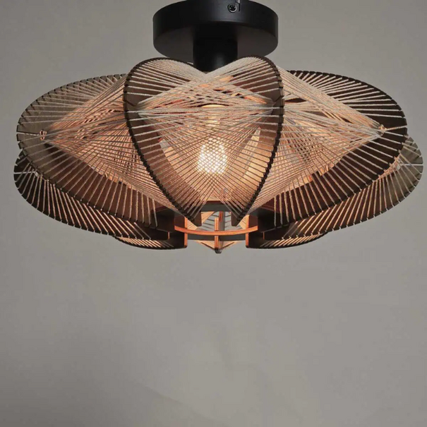 ETH Japandi plafondlamp Jessica 1-lichts walnut Ø40 cm