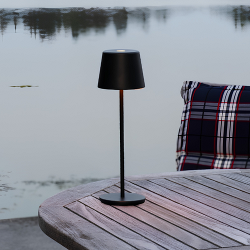 Moderne USB-oplaadbare buitenlamp Vence zwart dimbaar