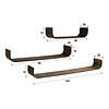 BelaLuz Retro design wandplank Maya U-shape 3-set teakhout