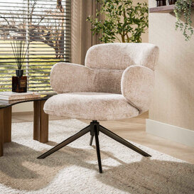 Fauteuil Ridge Hoven zand met brons onderstel